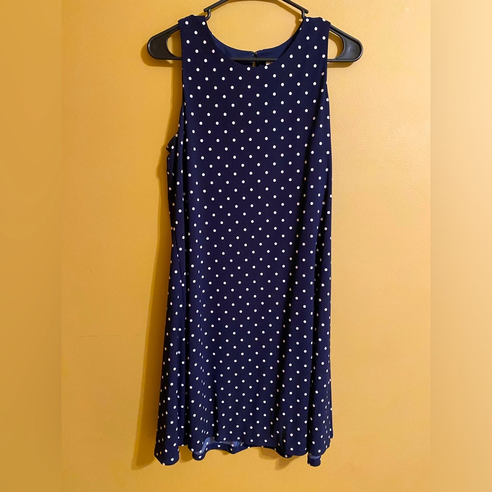 Anne Klein Blue Polka-Dot dress! Size-6